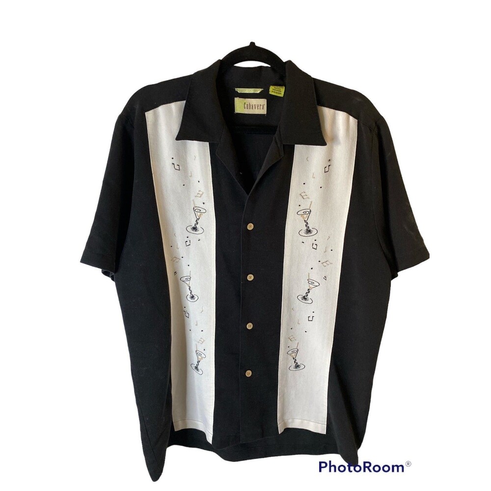 Cubavera Short Sleeve Dress Shirt Mens Medium ‘Cocktails.’ I